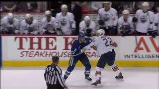 Canucks Vs Oilers - Tanner Glass Vs JF Jacques- 04.02.11 - HD