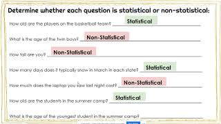 Statistical Questions