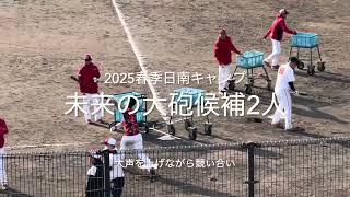 ライバルの2人が声を出しながらのロングティー、佐々木泰加入で更に熾烈に！！【2024.2.3春季日南キャンプ3日目】#広島カープ#2024春季日南キャンプ#天福球場#内田湘大#仲田侑仁