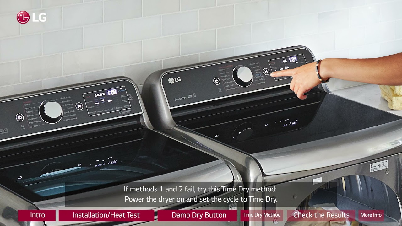Lg Dryers How To Run An Installation Heat Test On An Lg Dryer Youtube