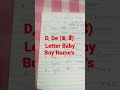 Baby Boy Name Letter D, De