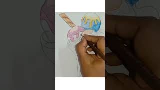 How to draw and color cute and easy ice cream cup for kids #shorts