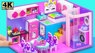 Build Purple Miniature House for Cute Unicorn with Bedroom, Bathroom, Kitchen 🦄 DIY Miniature House