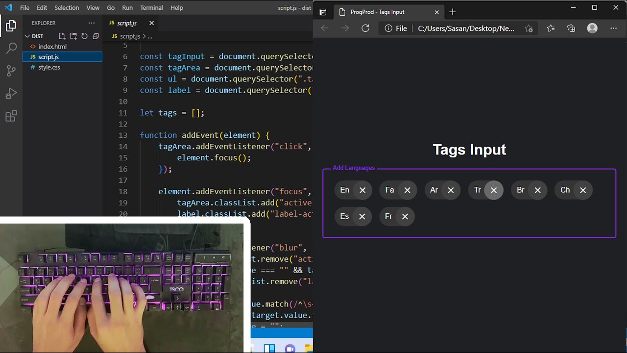 ASMR Programming - Tags Input With HTML CSS And JavaScript | Step By ...