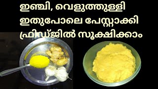 Ginger \u0026 Garlic paste | ഇഞ്ചിയും വെളുത്തുള്ളിയും പേസ്റ്റ് ഉണ്ടാക്കുന്ന വിധം | Meera's Kitchen