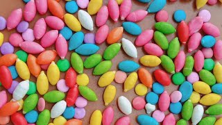 Satisfying ASMR l Magic  Rainbow Kinetic Sand M&M's & Skittles Candy Mixing Cutting  #2