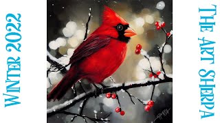 Red Cardinal Bird in Snow 🎄☃️❄️ How to paint acrylics for beginners: A step-by-step tutorial