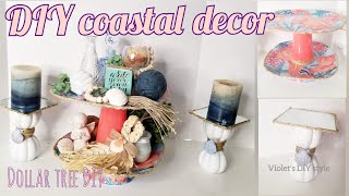 dollar tree coastal diy decor ⚫ DIY spring beach decor 2020 ⚫ dollar tree DIY ⚫ diy tier tray
