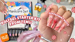 TRYING A CHEAP POLYGEL NAIL STARTER KIT FROM TEMU | DIY POLYGEL TUTORIAL FOR BEGINNERS AT HOME