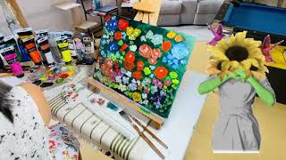 How to paint Abstract flower using acrylic.