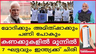 മോദിക്കും അമിത്ഷാക്കും          പണി പോകും  കണക്കുകളിൽ മുന്നിൽ  7 ഘട്ടവും ഇന്ത്യക്ക് ചിരി