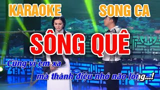 Karaoke | Sông Quê | Kim Thoa & Lê sang (Song Ca) Thiếu Giọng Nam | Karaoke Beat Chuẩn Hay