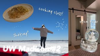 Madison Vlog #2 | 미국 교환학생🇺🇸 | 개강 주말 일상 | 호수 위에서 스케이트⛸️ | 미국 APT 룸투어 | 알리오 올리오 요리 교실🍳