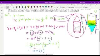 a vessel in shape of an inverted cone is surmounted by a cylinder has a common radius 7cm it was
