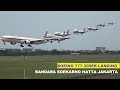 Pesawat Garuda Indonesia B777-300ER Retro Livery Landing di Bandara Soekarno Hatta Jakarta