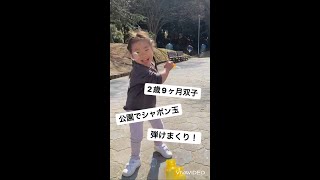 【双子の日常】2歳児双子と公園でシャボン玉 #Shorts