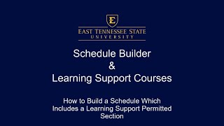 How To: Using Schedule Builder with Learning Support Courses