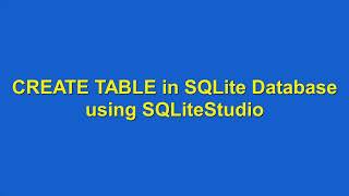 How to CREATE EDIT DELETE Table In SQLite Database