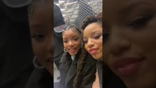 Chloe x Halle stuck in an elevator on the way to VSPINK launch party (Instagram Live)