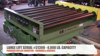 6,000 Pound Capacity Scissors Lift with Powered Roller Conveyor   Lange Lift Serial #31308