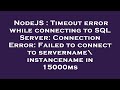 NodeJS : Timeout error while connecting to SQL Server: Connection Error: Failed to connect to server