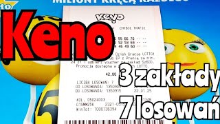 🔴 Keno 🔴 3 zakłady na 7 losowań. 8 skreśleń na chybił-trafił.