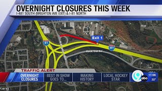 Two overnight closures planned in Syracuse this week