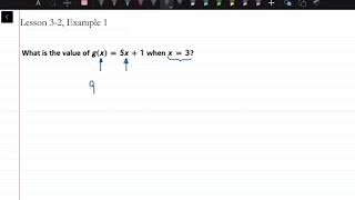 How to Evaluate Linear Functions: Lesson 3-2, Example 1 | Math Energy TV