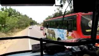 a private bus over taking KSRTC Super Fast