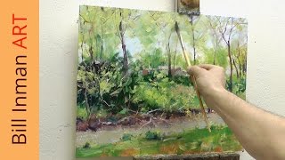 Paint a River and Spring Trees Art Class Oil Painting Demo