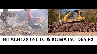 Hitachi 650 excavator and Komatsu D65 dozer - road construction