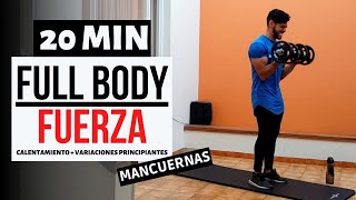 20 minutos de entrenamiento con mancuernas en casa | Rutina cuerpo completo con pesas