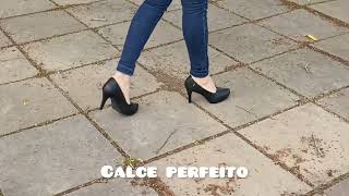 Sapato Scarpin Salto Alto Com Meia Pata Preto Usaflex Conforto