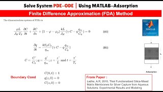 Breakthrough Curve Adsorption | PDE-ODE System Numerical Solutions. Solving ODEs Matlab