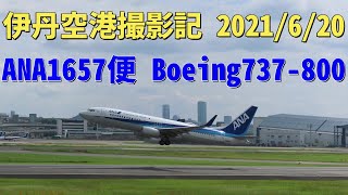 【4K】大阪国際空港(伊丹空港) 2021/6/20 ANA1657便 Boeing737-800 大阪(伊丹)-新潟行き 離陸 伊丹スカイパーク北エントランス大空の丘で撮影