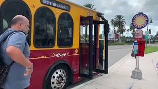 PSTA Hometown Streetcar #2016 on SunCoast Beach Trolley to Clearwater Beach transit center