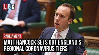 Matt Hancock sets out England's regional coronavirus tiers | watch LIVE