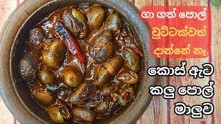 ✔️ කොස් ඇට කලු පොල් මාලුව | Kos Ata Kalu Pol Maluwa Recipe | Jackfruit Seed Curry Sri Lanka #kosata