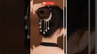 Ponytail Button Meatball Head Plate Hair Clip for Women Crystal Rhinestone Hair Claw#short #shorts