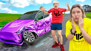 I CRASHED STEPHEN SHARER TESLA!!!