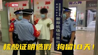 为出郑州男子P了一张核酸证明 被拘留10天