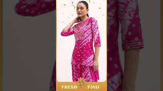 Rani Pink Printed Tussar Kurta Dhoti