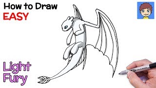 How to Draw Light Fury Step by Step - How to Train Your Dragon 3
