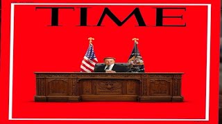 Elon Musk in Trump’s  Desk on front page of TIME Magazine