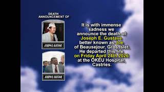 Joseph E. Gustave ~ Short Obituary