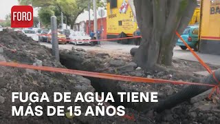 Vecinos reportan fuga de agua que tiene más de 15 años en calzada la Viga, CDMX - Las Noticias