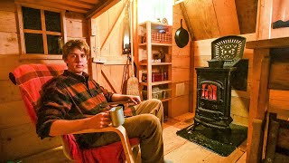 I'm FINISHING the Interior In the Off Grid Tiny Cabin | Bed, Kitchen, Rainwater