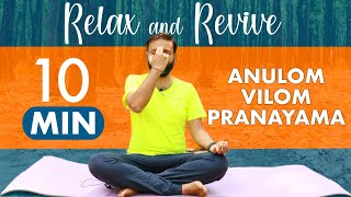 10 Min Anulom Vilom Pranayama | 10 Minute Guided Meditation & Pranayama | Yoga for Beginners