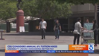 CSU workers rally for pay hike outside board’s tuition increase vote