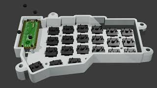 Assembly of left side of custom split keyboard.